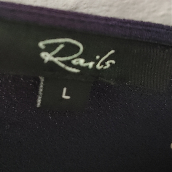 Rails "Brenna" navy polka dot wrap dress sz L - Picture 5 of 5